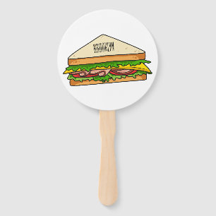 Sandwich cartoon illustration hand fan