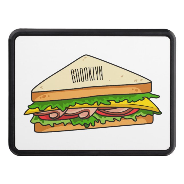 Sandwich cartoon illustration hitch cover (Front)