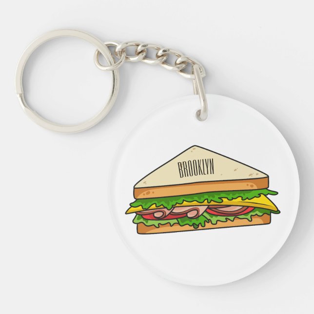 Sandwich cartoon illustration  keychain (Front)