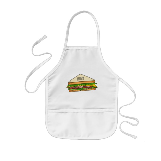 Sandwich cartoon illustration  kids' apron (Front)