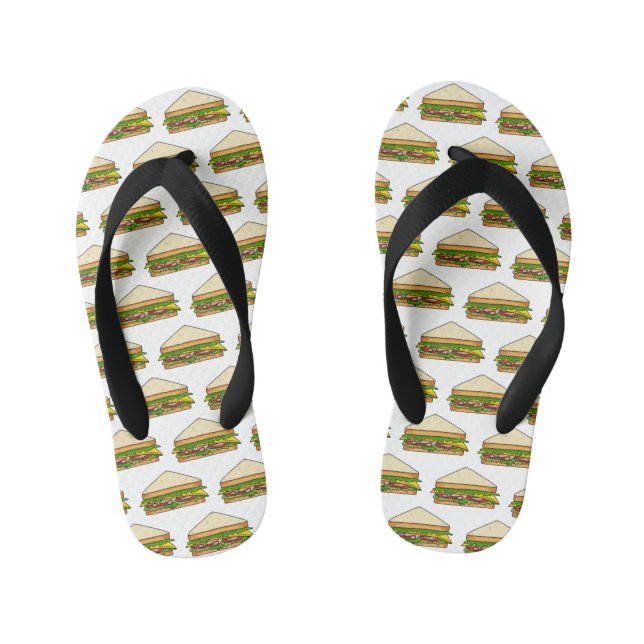 Sandwich cartoon illustration  kid's flip flops (Footbed)
