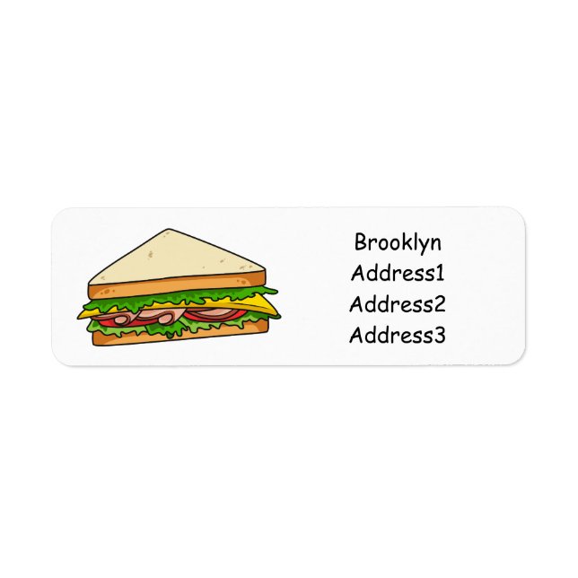 Sandwich cartoon illustration label (Front)