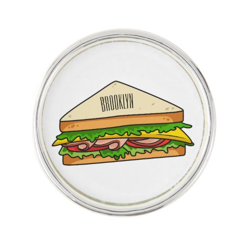 Sandwich cartoon illustration lapel pin