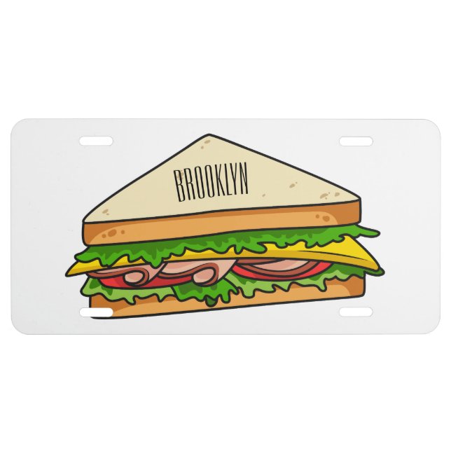 Sandwich cartoon illustration license plate (Front)