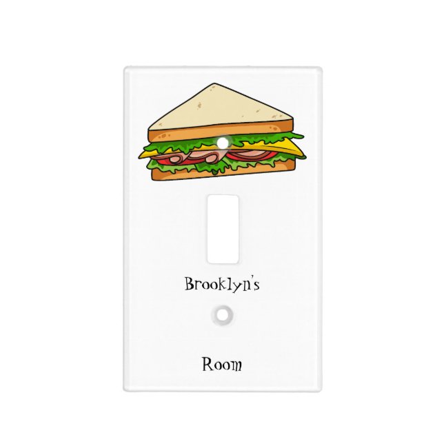Sandwich cartoon illustration light switch cover (Front)