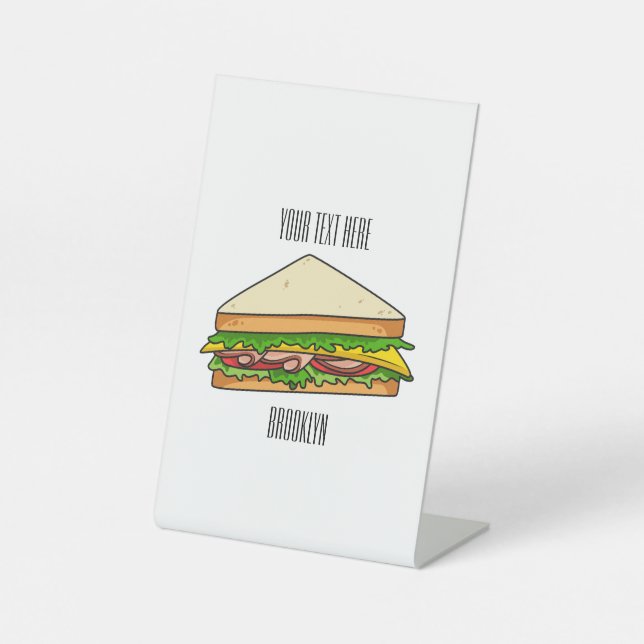 Sandwich cartoon illustration pedestal sign (Front)