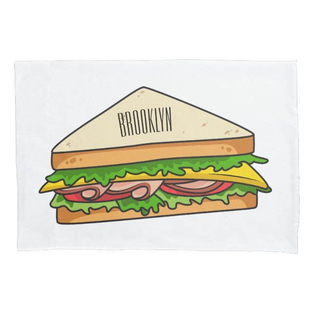Sandwich cartoon illustration  pillow case (Front)