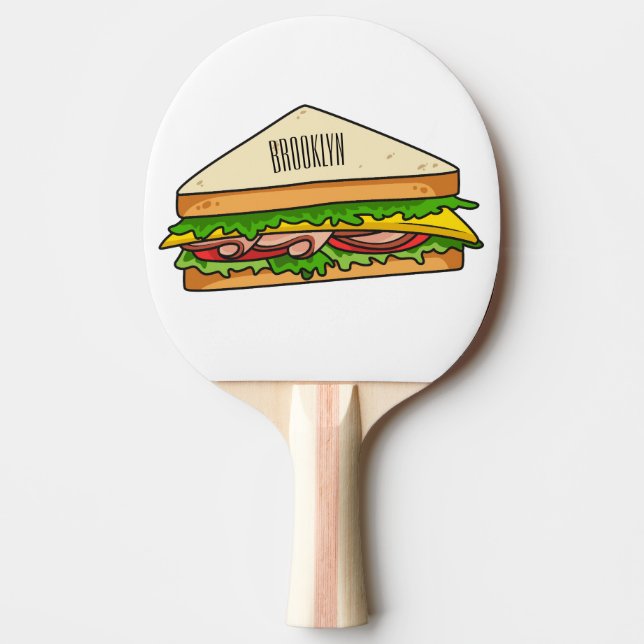 Sandwich cartoon illustration ping pong paddle (Front)