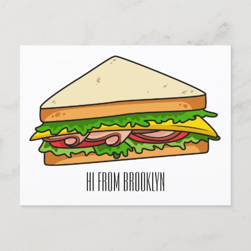 Sandwich cartoon illustration postcard