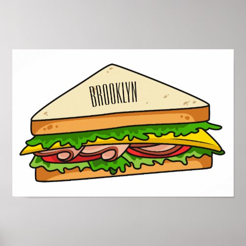Sandwich cartoon illustration poster