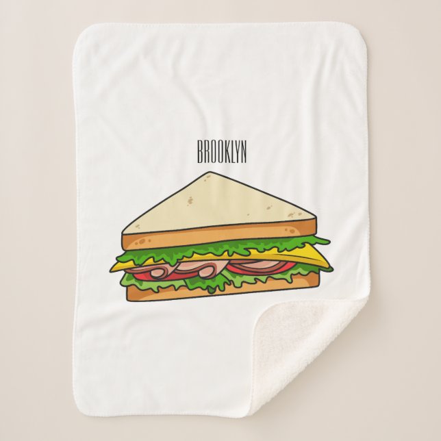 Sandwich cartoon illustration sherpa blanket (Front)
