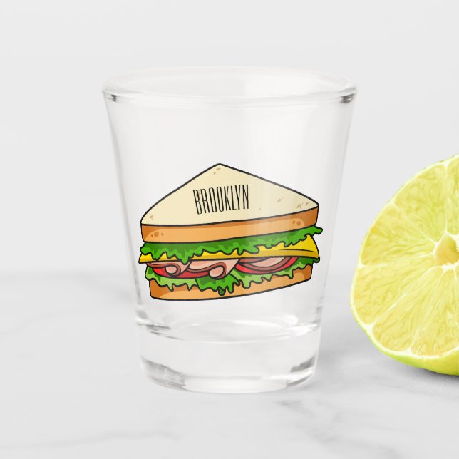 Sandwich cartoon illustration shot glass (Front)