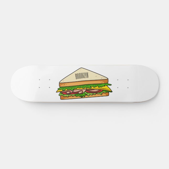 Sandwich cartoon illustration skateboard (Horz)