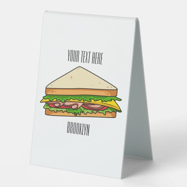 Sandwich cartoon illustration  table tent (Front)