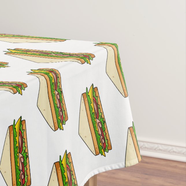 Sandwich cartoon illustration tablecloth (In Situ)