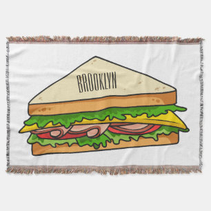 Sandwich cartoon illustration throw blanket