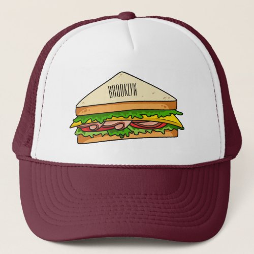 Sandwich cartoon illustration trucker hat