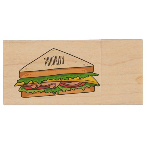 Sandwich cartoon illustration wood flash drive