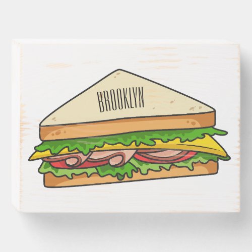 Sandwich cartoon illustration wooden box sign