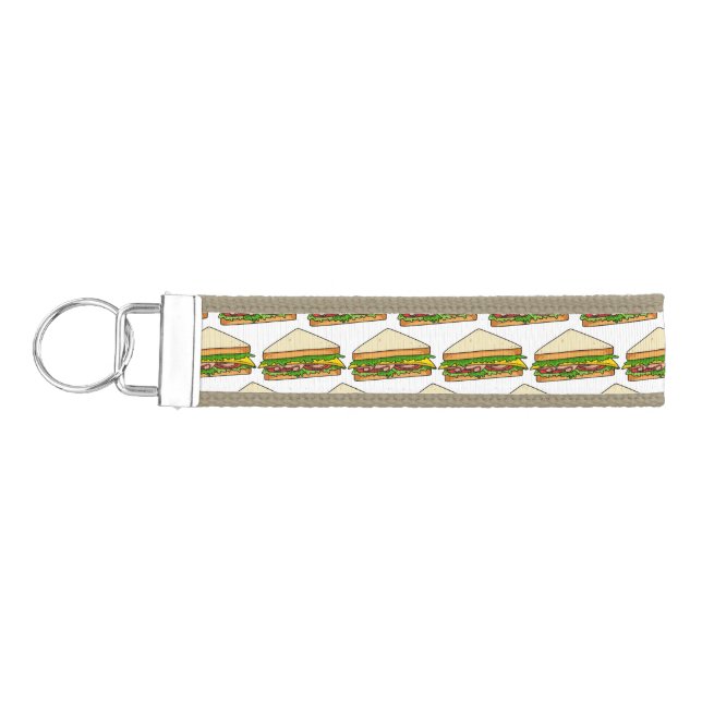 Sandwich cartoon illustration wrist keychain (Keys on Left)