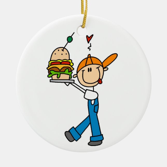 Sandwich Connoisseur Stick Figure Ceramic Ornament (Front)