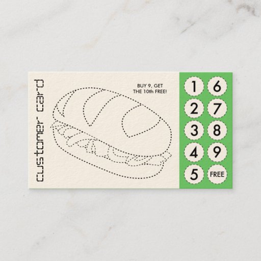 Customizable sandwich cut out punch cards business card templates