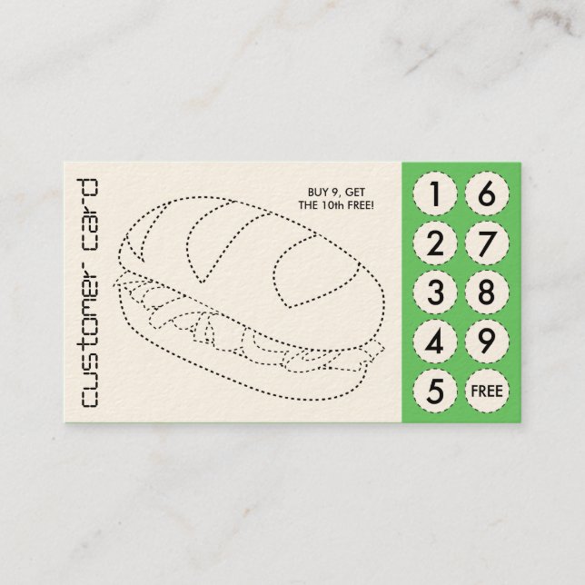 sandwich cut out punch cards (Front)