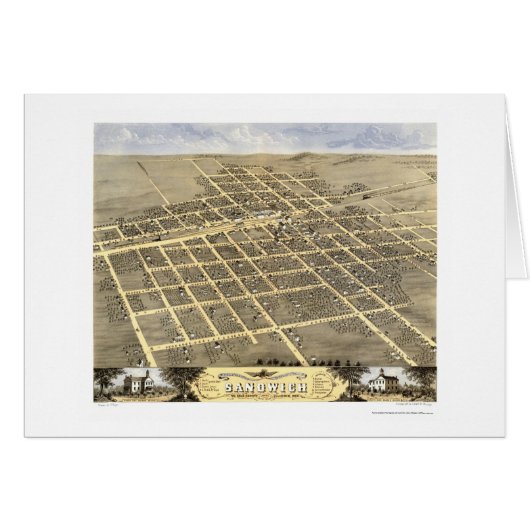 Sandwich, IL Panoramic Map - 1869 Cards (Front Horizontal)