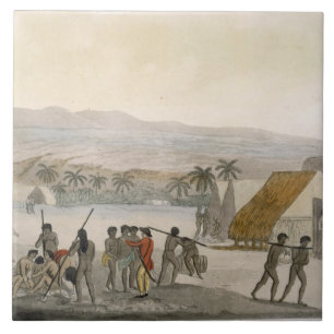 Sandwich Islands - a Westerner negotiating for sto Ceramic Tile