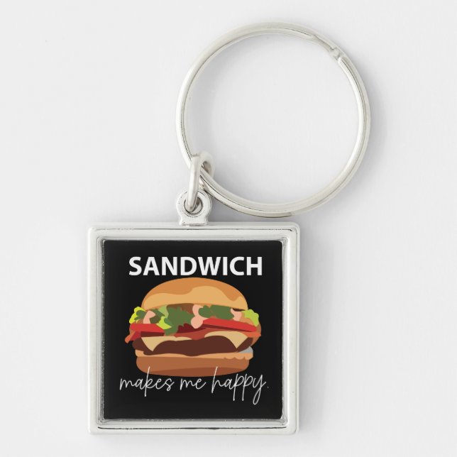 Sandwich Makes Me Happy Keychain (Front)