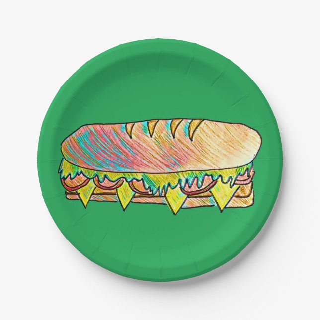Sandwich picnic sub lunch party paper plates (Front)