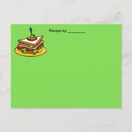 Sandwich Recipe Blank Card