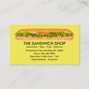 sub sandwich business cards zazzle