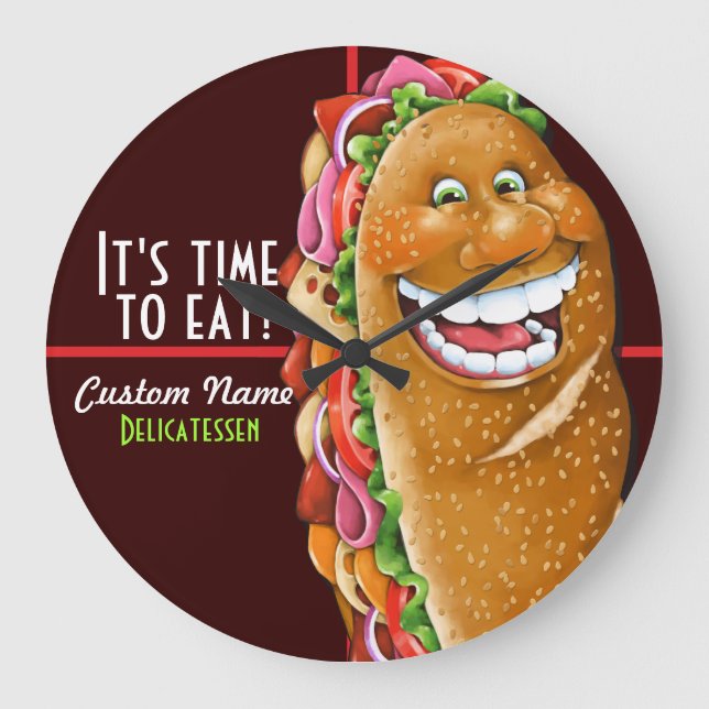 Sandwich shop.Sub.Deli.Personalized 2 Large Clock (Front)