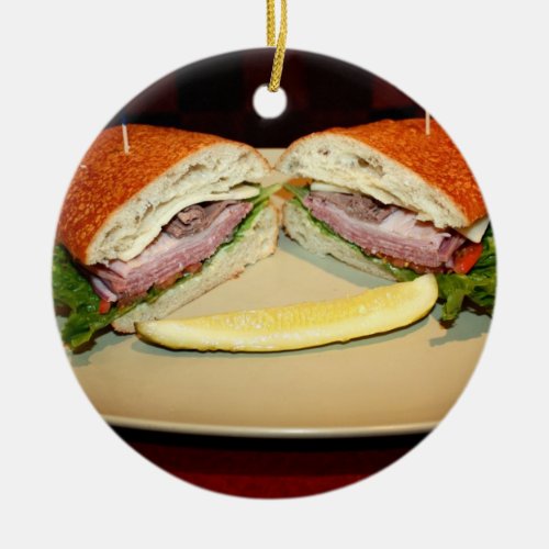 Sandwich Smile Ceramic Ornament
