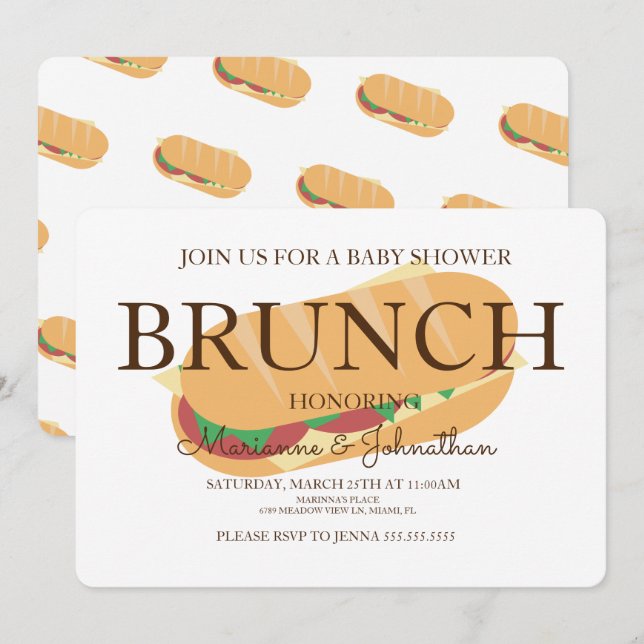 Sandwich Sub Brunch Baby Shower Invitation (Front/Back)