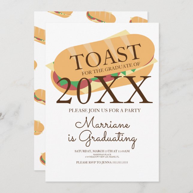 Sandwich Sub Brunch Graduation Invitation (Front/Back)