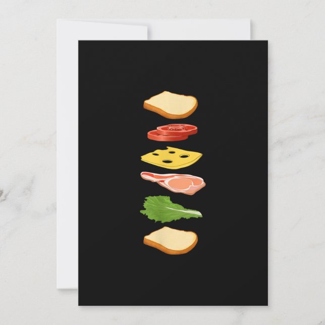 Sandwich With Bread Cheese & Ham Foodie Food Holiday Card (Front)