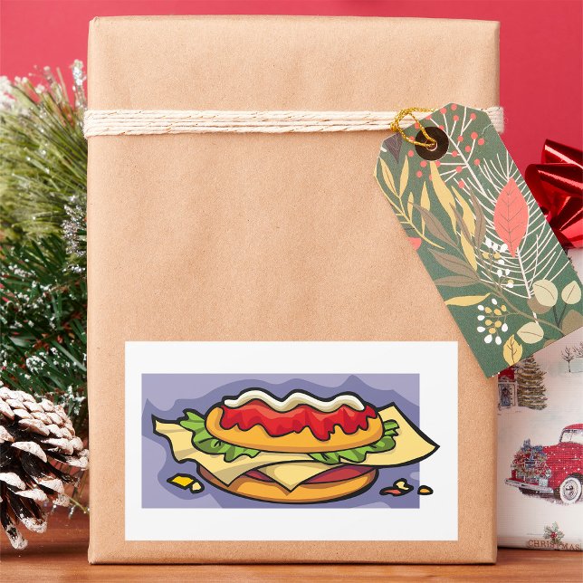 Sandwich with Lettuce Cheese and Sauce Rectangular Sticker (Creator Uploaded)