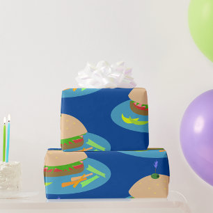 Sandwich with Veggie Sides Fun Food Wrapping Paper