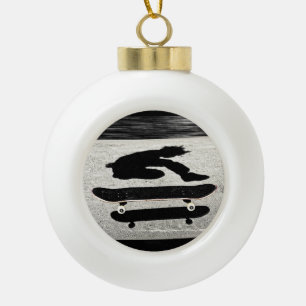 sandwiched skateboard ceramic ball christmas ornament