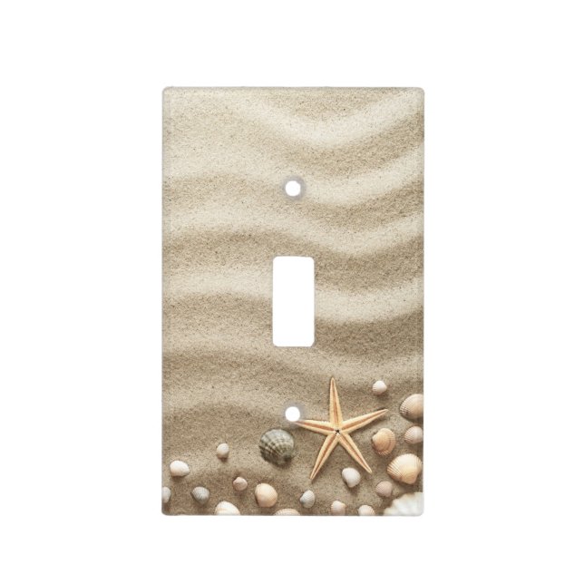 Sandy background with shells and starfish light switch cover (Front)