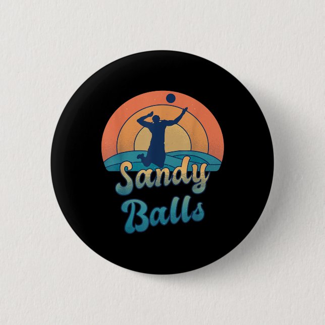 Sandy Balls for a Beach Volleyball Player  Button (Front)