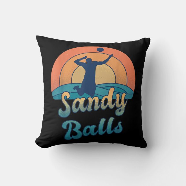 Sandy Balls for a Beach Volleyball Player  Throw Pillow (Front)