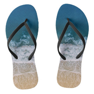 Sandy Beach Aerial View Turquoise Blue Sea Florida Flip Flops