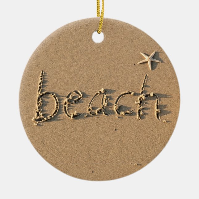 Sandy Beach  and Starfish Christmas Ornament (Front)