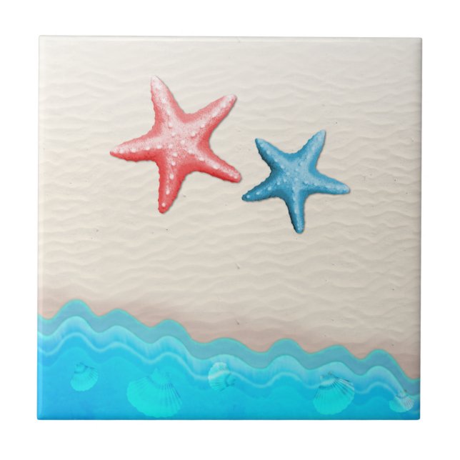 Sandy Beach And Starfish Tile (Front)
