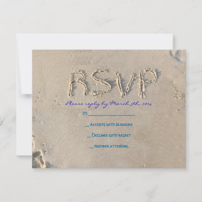SANDY BEACH Bar Bat Mitzvah Invitation Reply Card (Front)