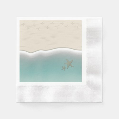 Sandy Beach Bird Footprints Paper Cocktail Napkins