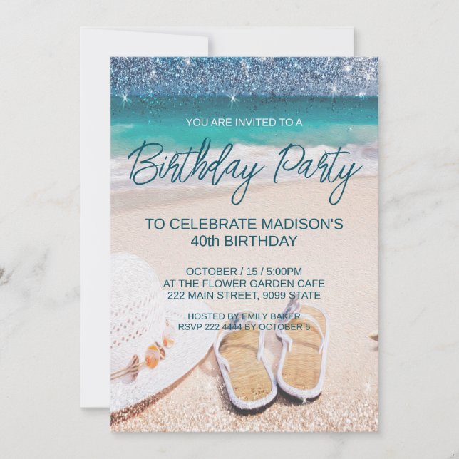 Sandy Beach Birthday Invitation (Front)